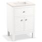Kohler Beauxline 24" Single Bathroom Vanity in White with 3 cm Pure White Quartz Top and Rectangular Sink, , large