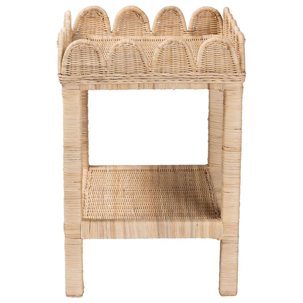 Baxton Studio Sumana Scallop Side Table in Natural, , large