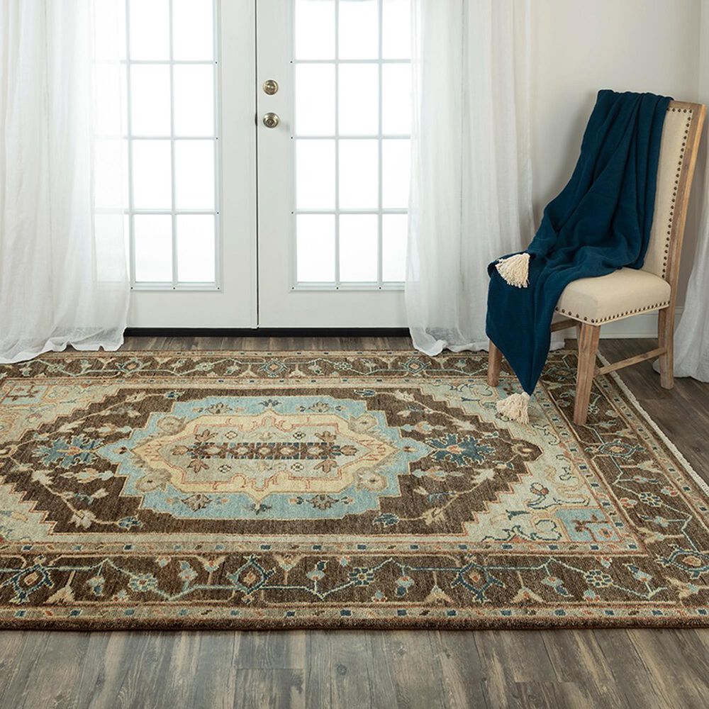 RIZZY Belmont 10&#39; x 14&#39; Dark Brown and Light Blue Area Rug, , large