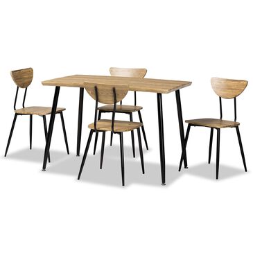 Baxton Studio Gianetta 5-Piece Dining Set in Oak Brown and Black, , large