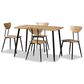 Baxton Studio Gianetta 5-Piece Dining Set in Oak Brown and Black, , large