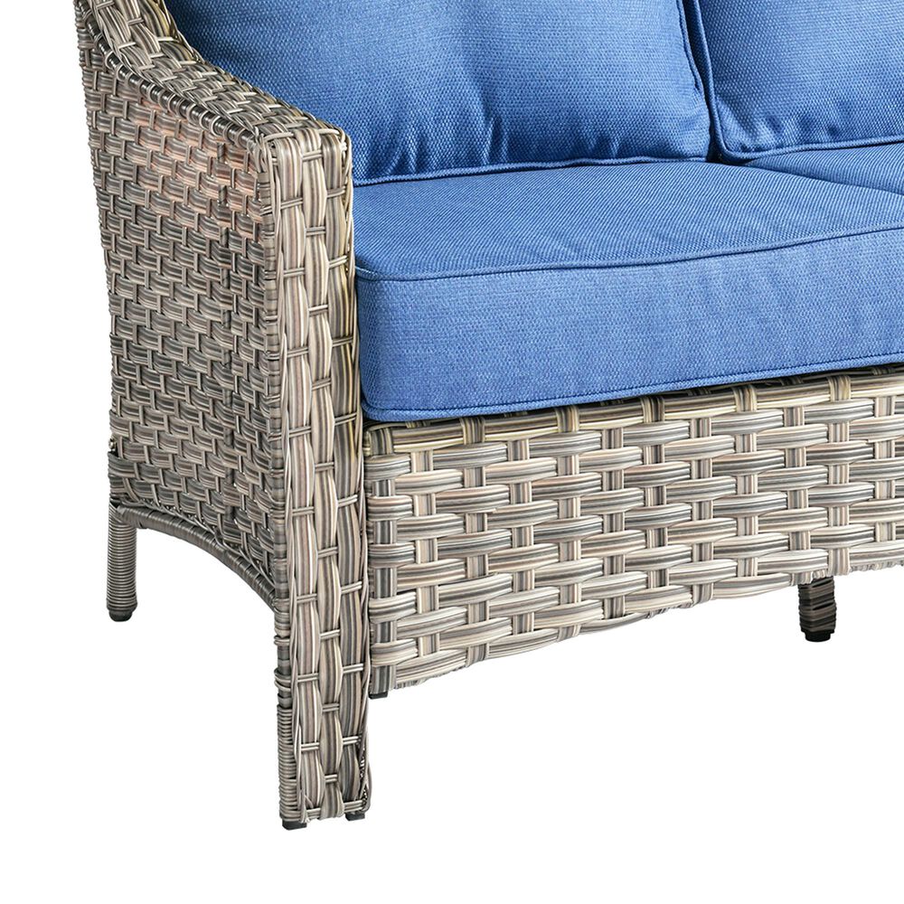 HOMLUX Outdoor Rattan Loveseat with Ergonomic in Diamond Blue, , large
