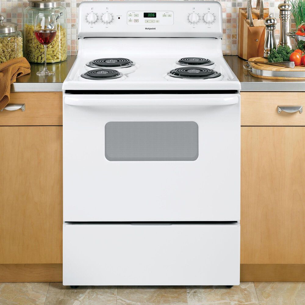 Hotpoint 30" Free-Standing Standard Clean Electric Range in White, , large