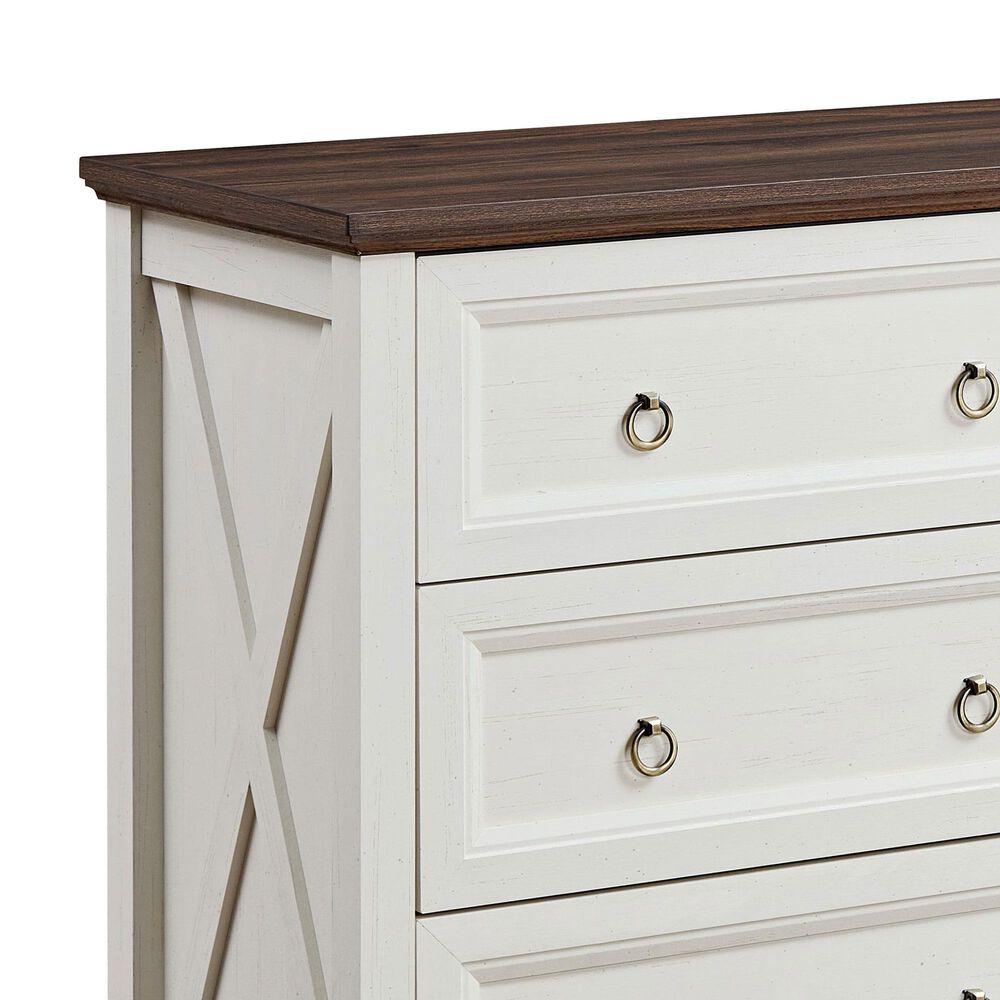 Hearth and Haven 6-Drawer Dresser in White and Walnut, , large