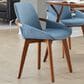LumiSource Cosmo Arm Chair with Blue Noise Fabric Cushion in Walnut, , large