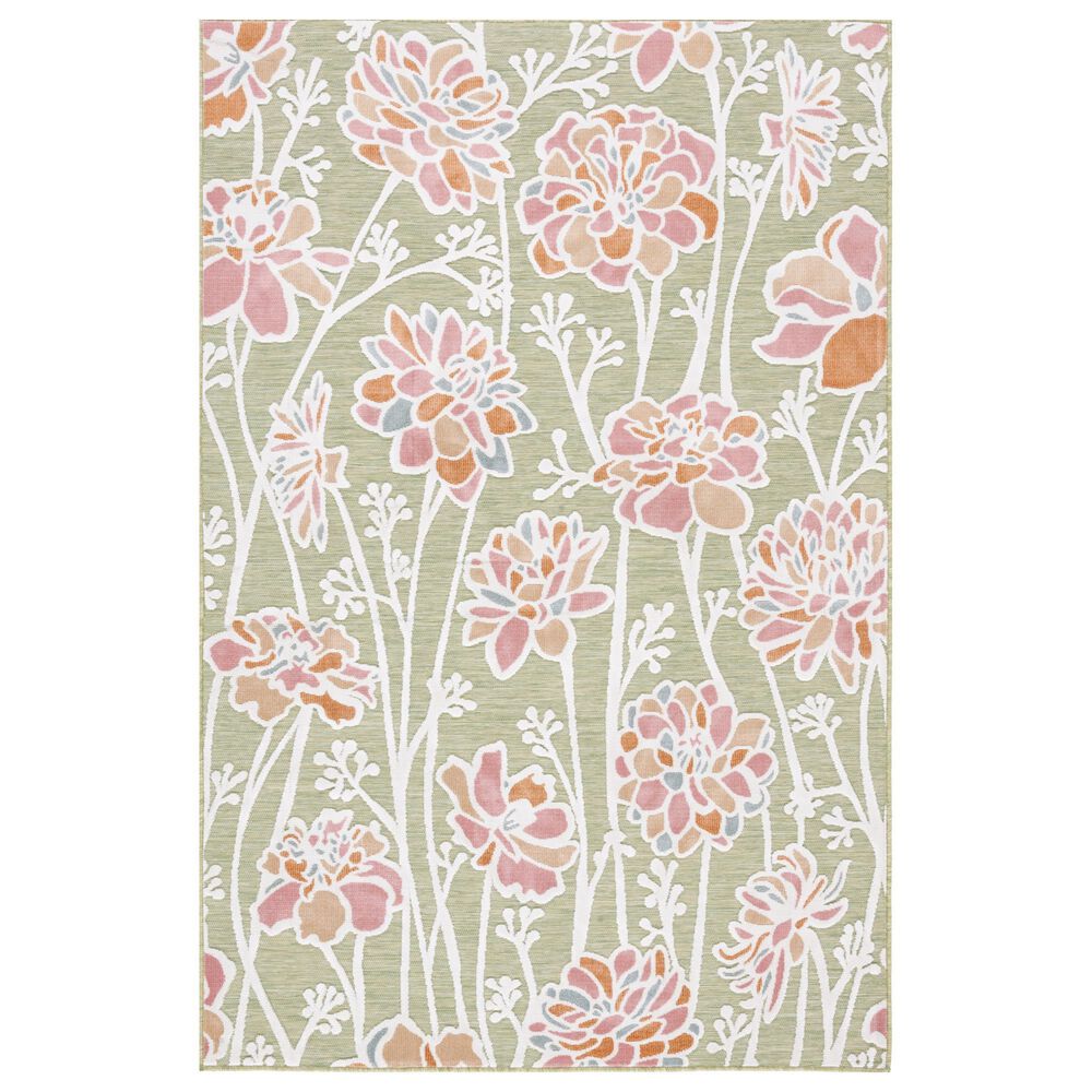 Safavieh Cabana CBN486Y 4" x 6" Green and Pink Indoor/Outdoor Area Performance Rug, , large