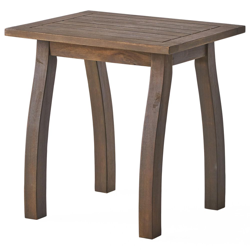 Hearth and Haven Selma Outdoor End Table with Slatted Top and Curved Legs in Gray, , large