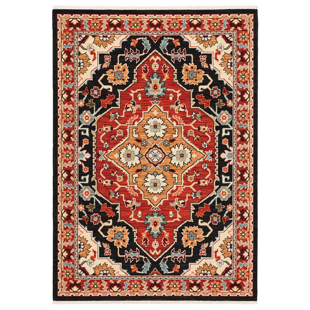 Oriental Weavers Lilihan Medallion 4929A 7"10" x 10"10" Black and Red Area Rug, , large