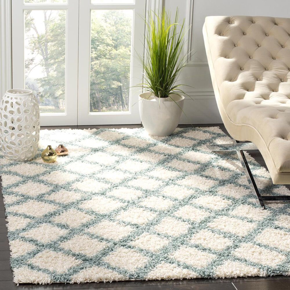 Safavieh Dallas Shag SGD258J-10 10&#39; x 14&#39; Ivory/Seafoam Area Rug, , large