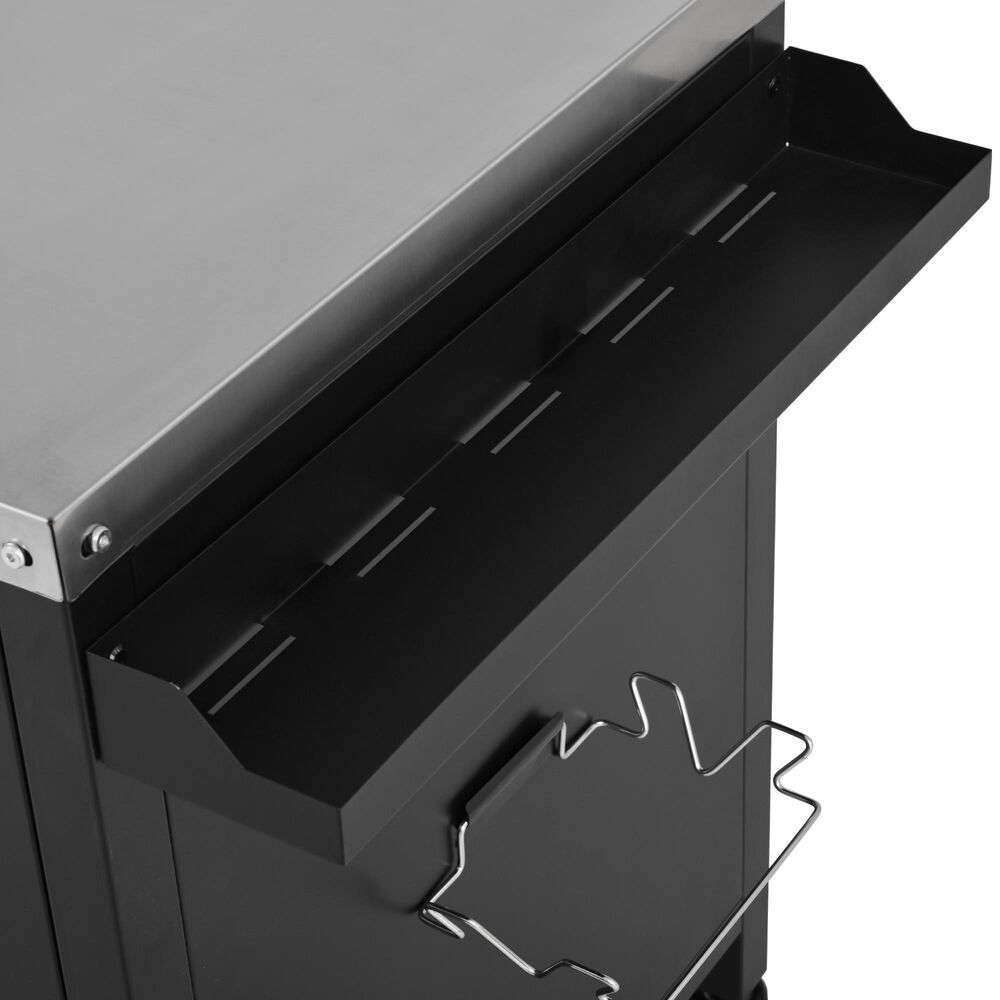 HOMLUX 72.4" Outdoor Kitchen Island with Large Fold-out Prep Table and Adjustable Shelves for Big Green Egg in Black, , large