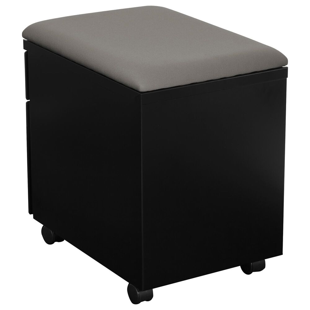 Valor Living Mobile File with Padded Seat in Black, , large