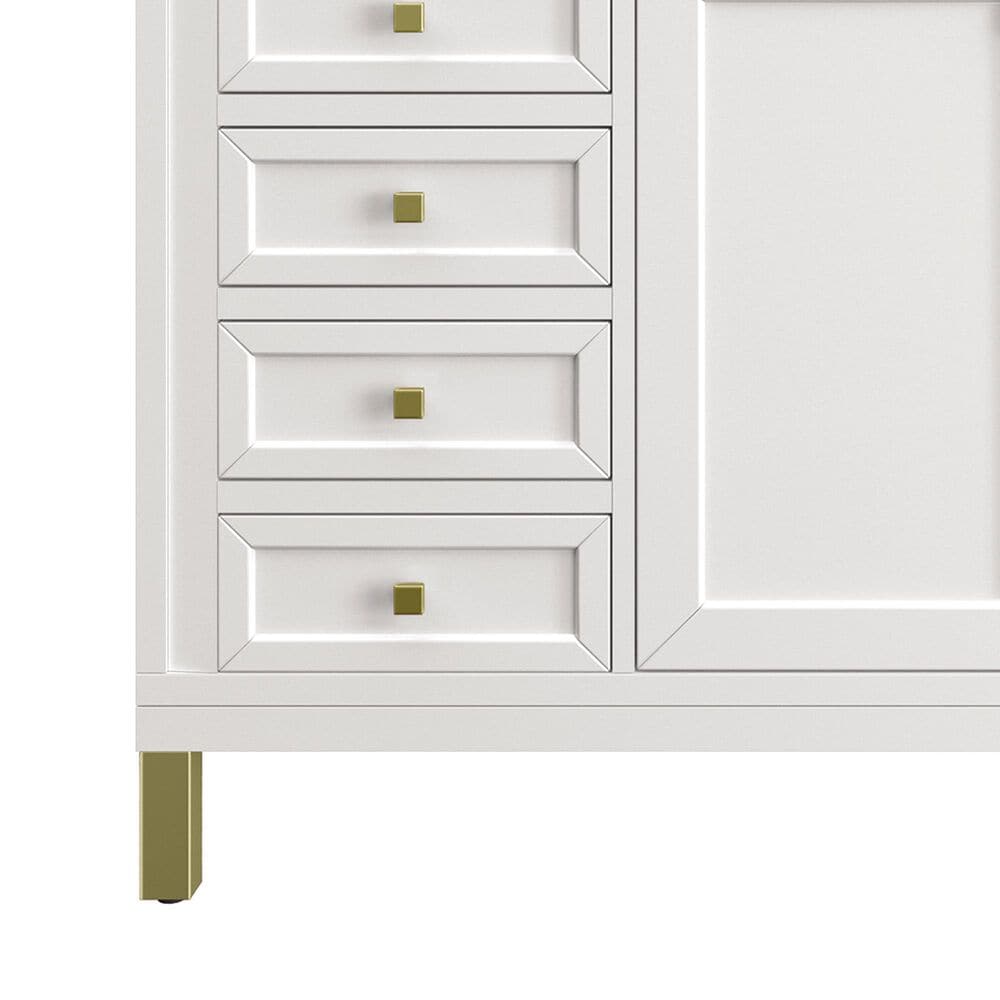 James Martin Vanities Chicago 60&quot; Double Bathroom Vanity in Glossy White with 3 cm Parisien Bleu Quartz Top and Rectangular Sinks, , large