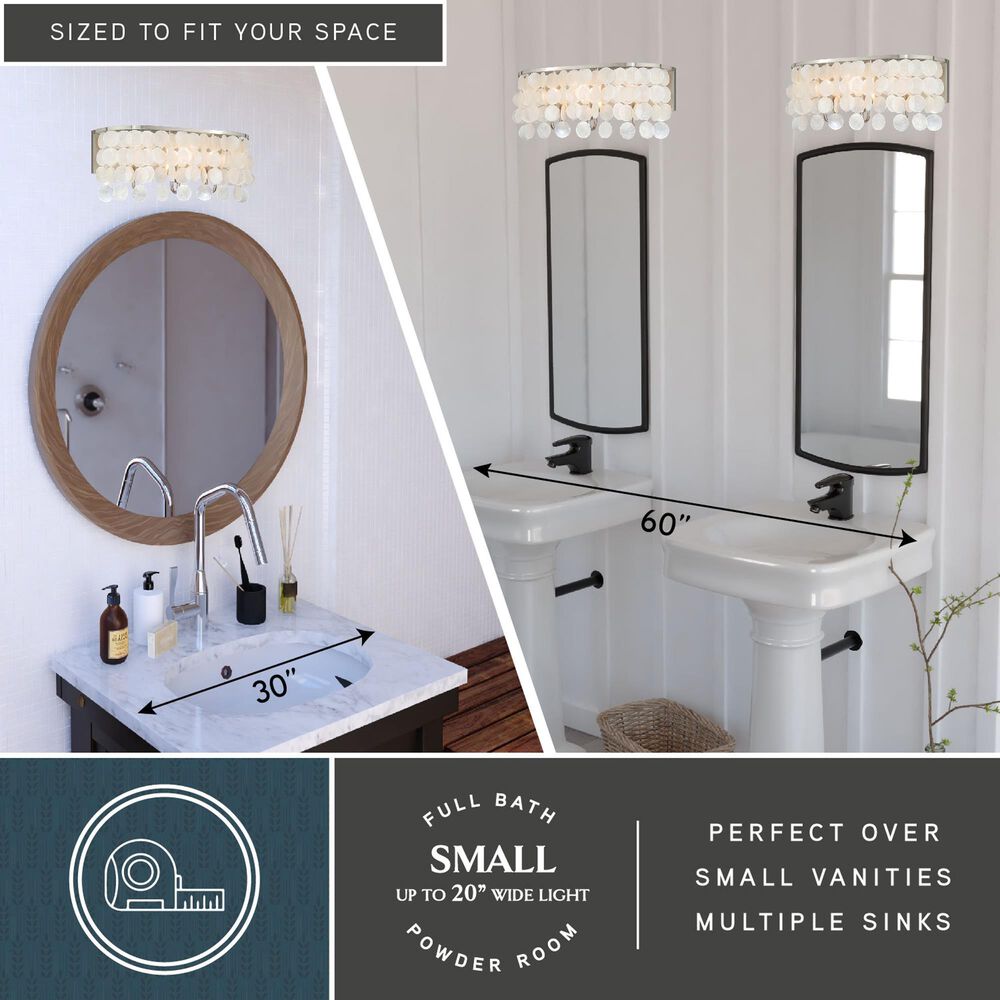 Vaxcel Elsa 3-Light Capiz Shell Bathroom Vanity in Satin Nickel, , large