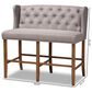 Baxton Studio Alira Bar Stool Bench with Grey Cushion in Walnut, , large