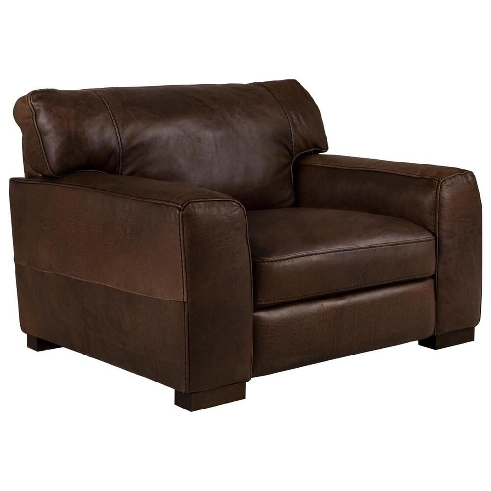 Bordeaux &amp; Co Maxi Leather Chair and Ottoman Set in Madison Espresso, , large