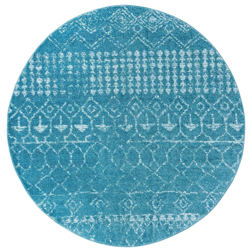 Safavieh Tulum 6"7" Round Turquoise and Blue Area Rug, , large