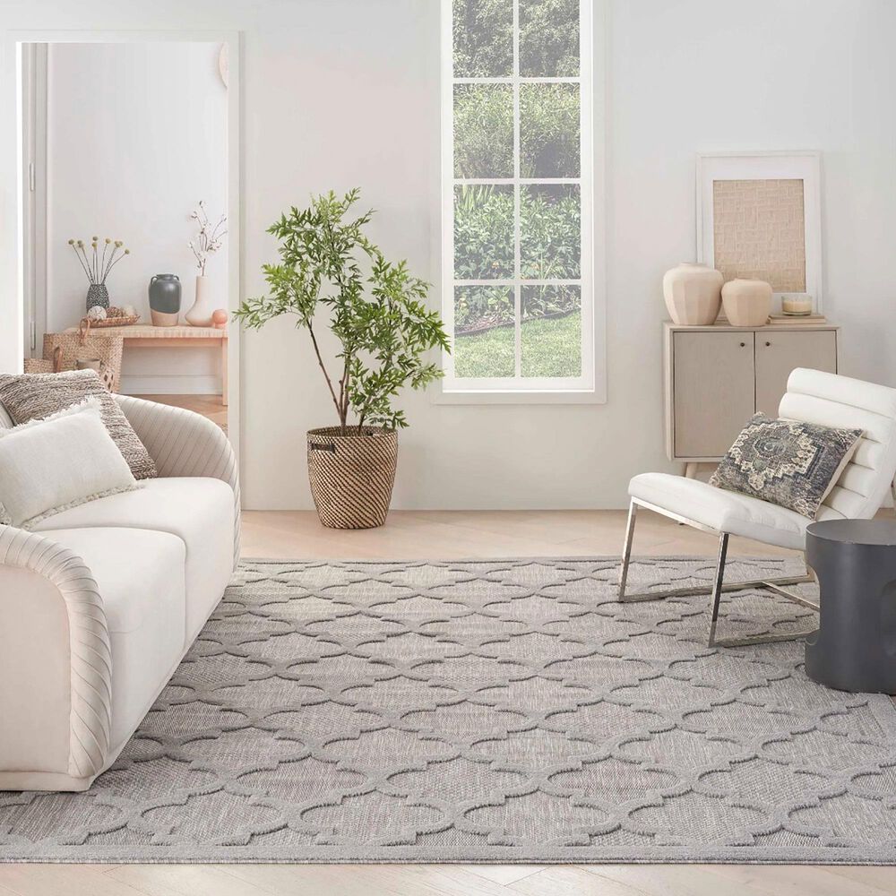 Nourison Easy Care 8&#39; x 10&#39; Silver Grey Indoor/Outdoor Area Rug, , large