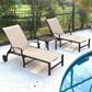 HOMLUX 3-Piece Patio Chaise Lounge Set with Wheels in Khaki, , large