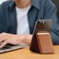 Satechi Vegan Leather Magnetic Wallet Stand in Brown, , large