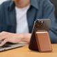 Satechi Vegan Leather Magnetic Wallet Stand in Brown, , large