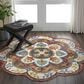 L&R Resources Sinuous Blossoms 6" Scalloped Red and Multicolor Area Rug, , large