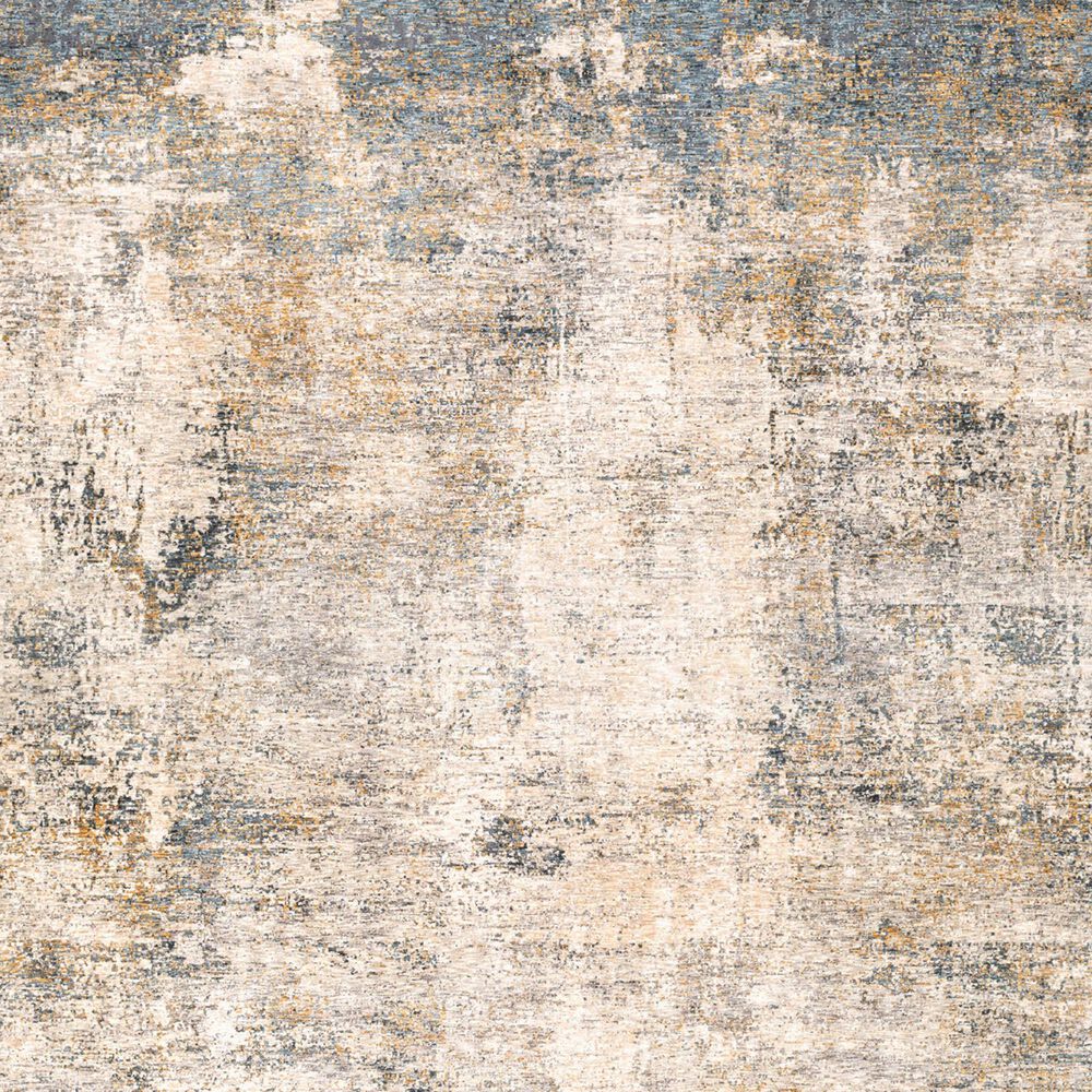 Surya Cardiff CDF-2304 Medium Gray, Light Blue, Mustard and Dark Blue 6'7" Round Area Rug, , large