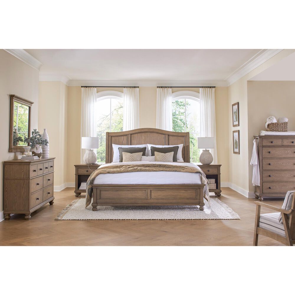 Riva Ridge Oxford California King Sleigh Bed in Tan with USB Ports, , large