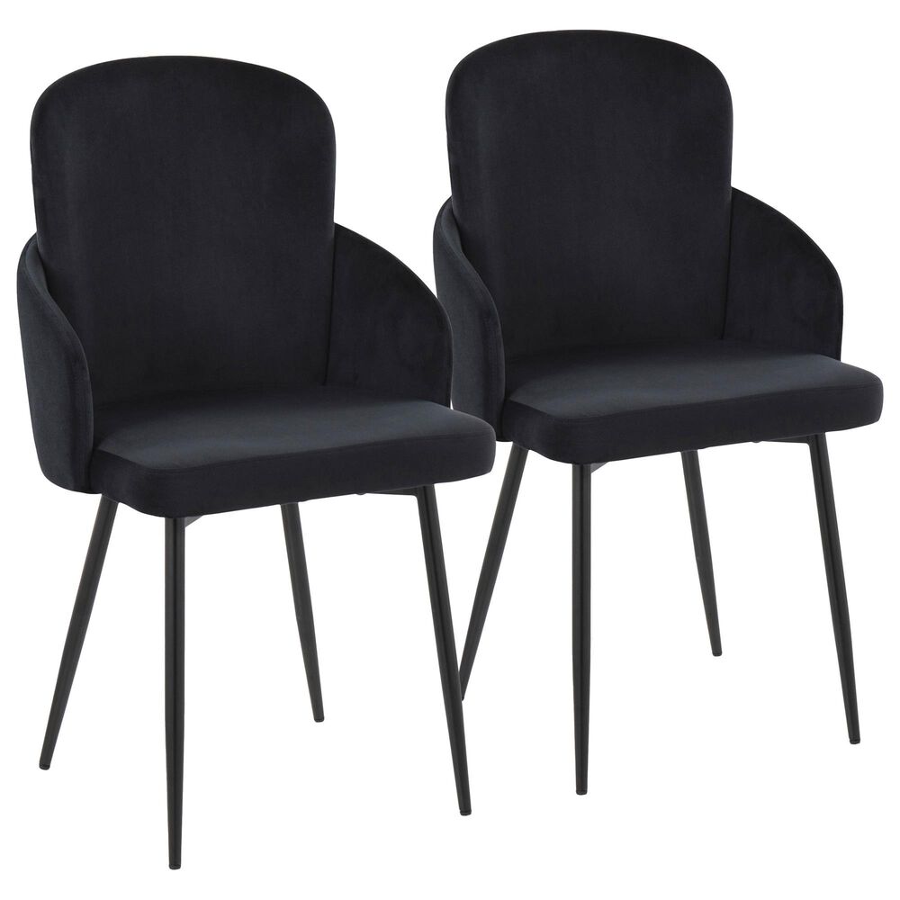 Lumisource Dahlia Dining Arm Chair with Black Velvet Cushion in Black and Gold (Set of 2), , large