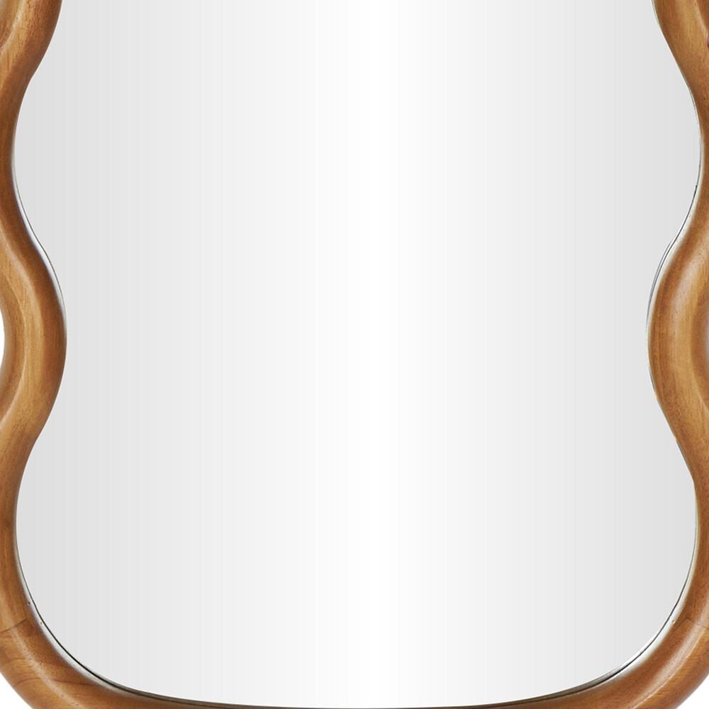 Maple and Jade 47&quot; Wood Abstract Wavy Wall Mirror in Brown, , large