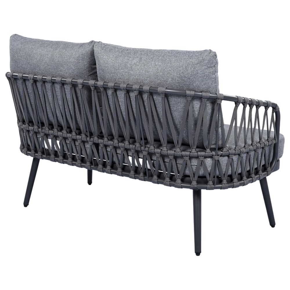 Hearth and Haven 4-Piece Patio Conversation Set with Gray Cushion in Black, , large