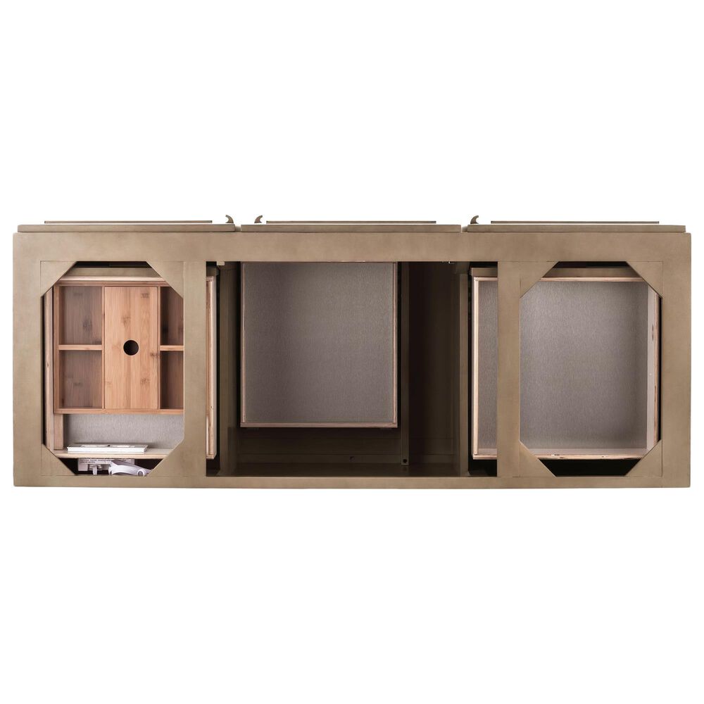 James Martin Vanities Portland 60" Single Bathroom Vanity in Whitewashed Walnut with 3 cm Charcoal Soapstone Quartz Top and Rectangular Sink, , large