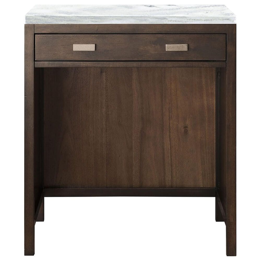 James Martin Vanities Addison 30" Makeup Counter in Mid Century Acacia with 3 cm Arctic Fall Solid Surface Top, , large