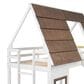 Hearth and Haven Twin over Twin House Bunk Bed with Roof in White and Brown, , large