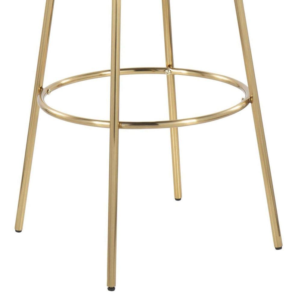 LumiSource Claire Swivel Barstool with White Faux Leather Upholstery in Gold (Set of 2), , large