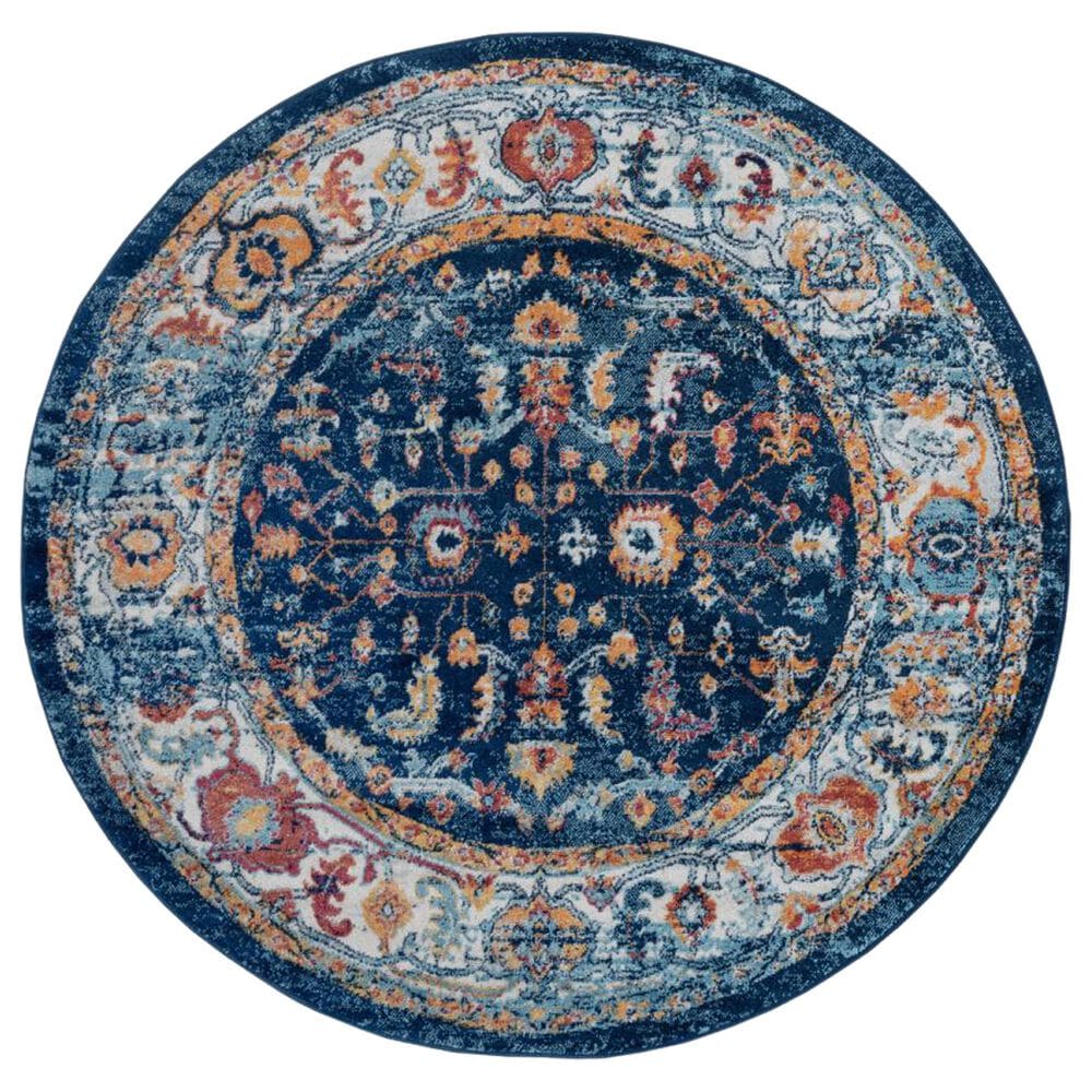Amer Rugs Alexandria 6"7" Round Navy Area Rug, , large