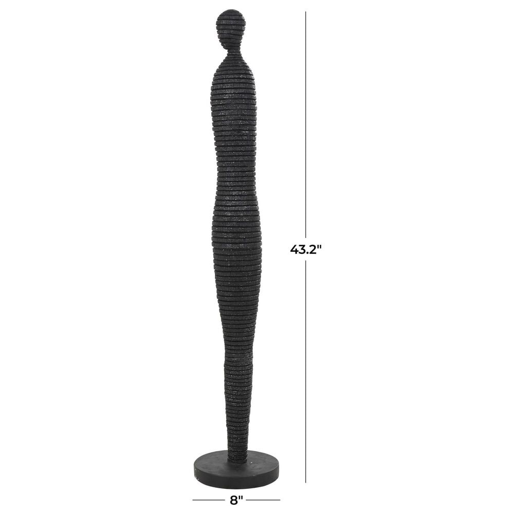Maple and Jade 43&quot; Tall Slim Figure People Decorative Sculpture in Textured Black, , large