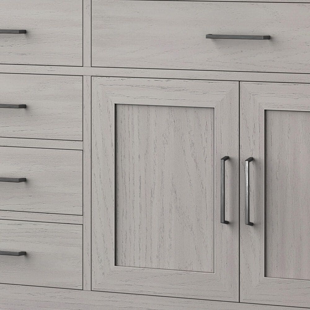 Lexora Home Abbey 84&quot; Double Bathroom Vanity in White Oak with 2 cm White Carrara Marble Top and Rectangular Sinks, , large