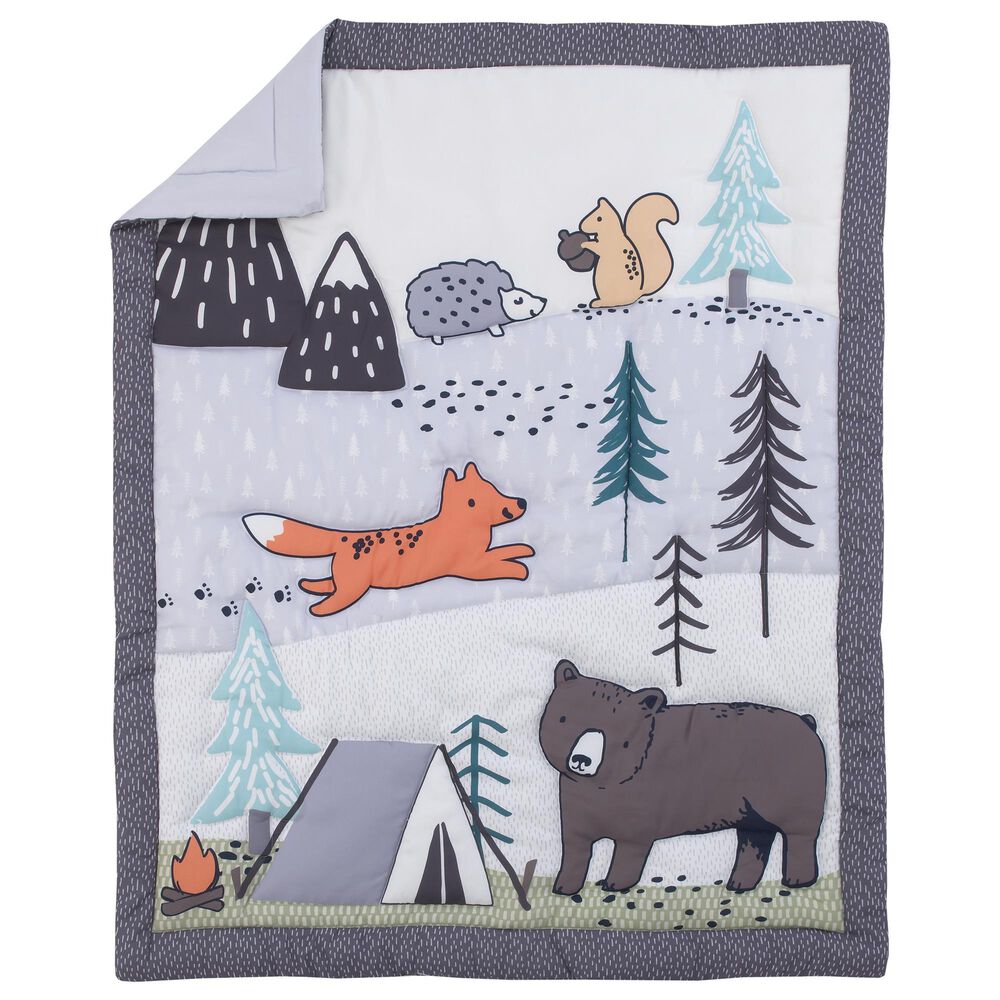 Nojo Baby and Kids Woodland Friends 3-Piece Nursery Crib Bedding Set in Grey, , large