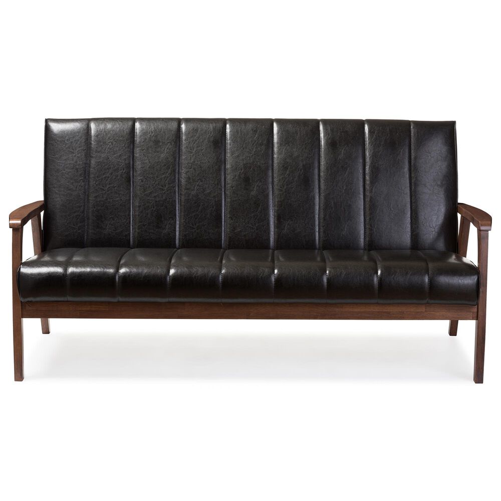 Baxton Studio Nikko Stationary Sofa in Black, , large