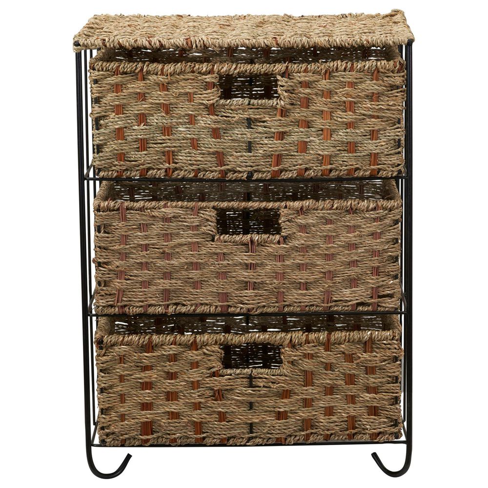 Household Essentials 3-Drawer Wicker Storage Chest in Brown, , large
