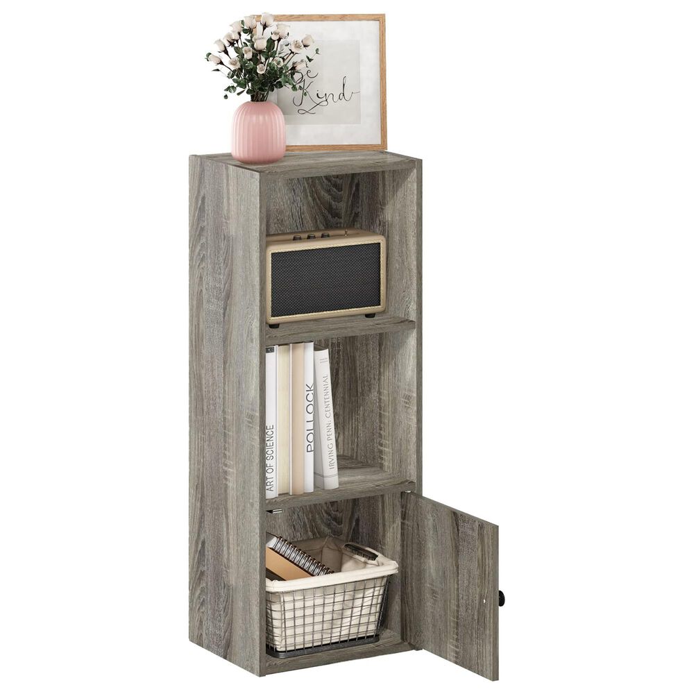 HOMLUX 3-Tier Shelf Bookcase with Door Storage Cabinet in French Oak, , large