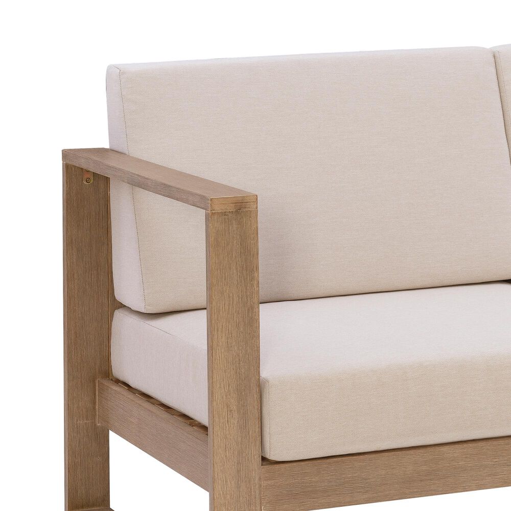 Linon Home Decor Silas 2-Seater Outdoor Sofa with Beige Cushions in Natural, , large