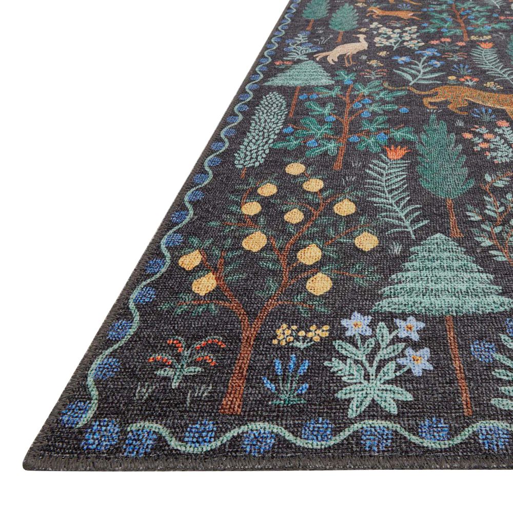 Rifle Paper Co. Menagerie MEN-02  2&#39;3&quot; x 5&#39; Black Area Rug, , large