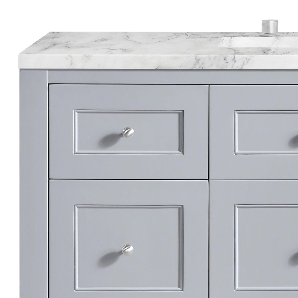 James Martin Vanities Breckenridge 48&quot; Single Bathroom Vanity in Serenity Blue with 3 cm Carrara White Marble Top and Rectangular Sink, , large