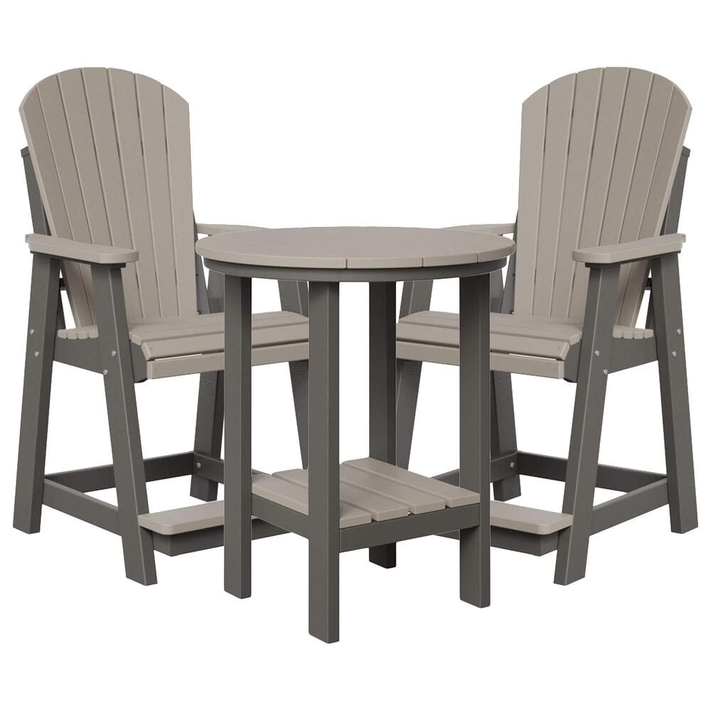 Amish Country Classic Balcony 3-Piece Patio Round Dining Set in Light Gray and Charcoal, , large