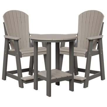 Amish Country Classic Balcony 3-Piece Patio Round Dining Set in Light Gray and Charcoal, , large