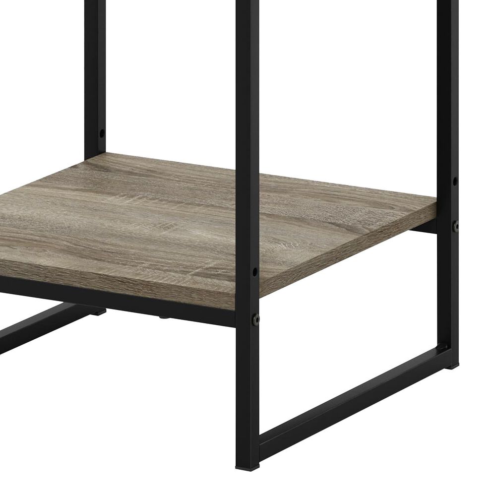 HOMLUX 2-Tier End Table in French Oak Grey and Black, , large
