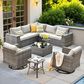 HOMLUX 9-Piece Wicker Sectional Patio Furniture Set in Beige, , large