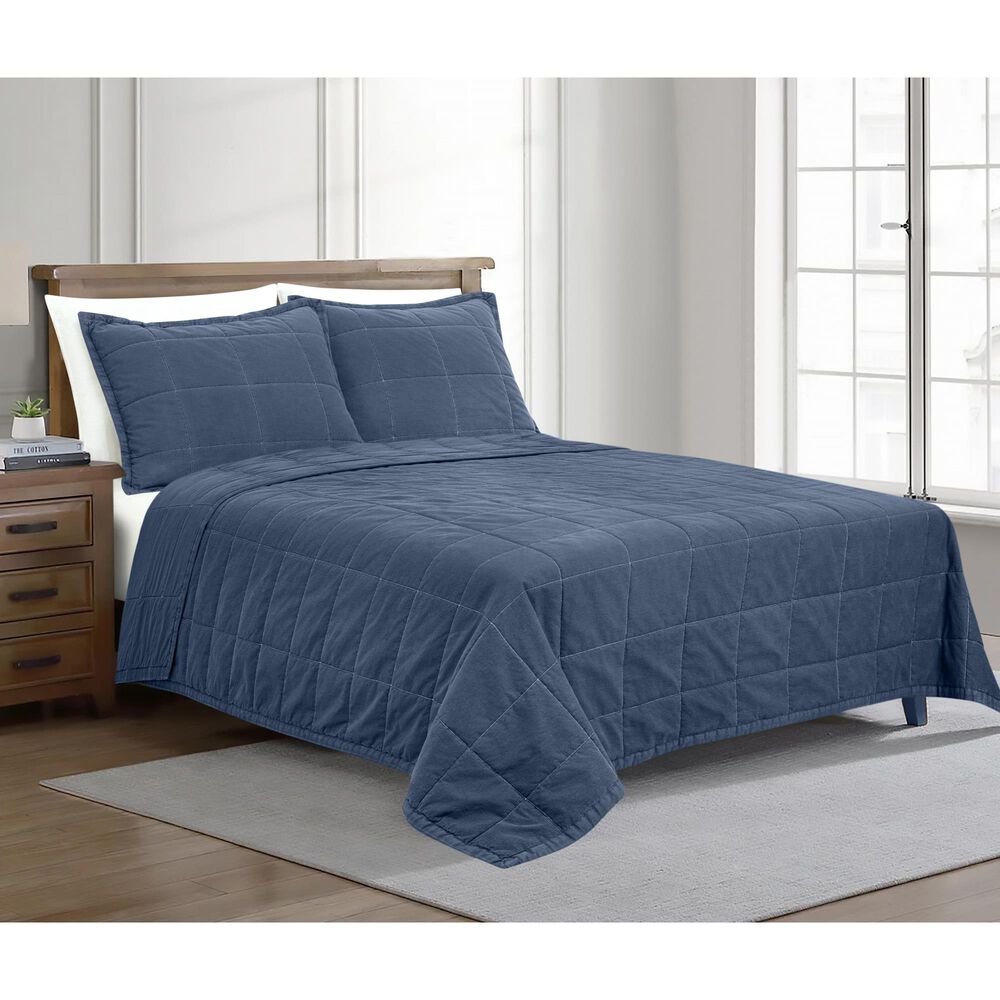 Ann Gish Cotton Canvas 3-Piece King Coverlet Set in Denim, , large