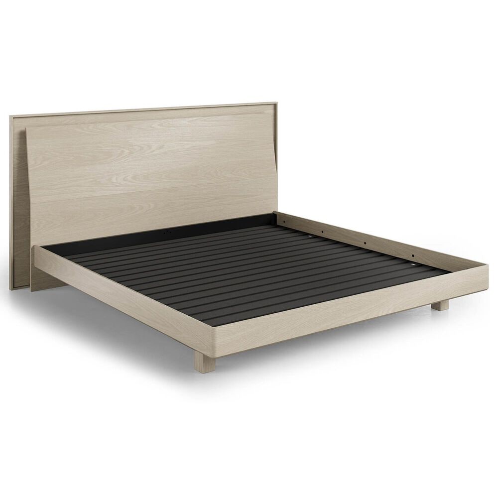 BDI Kava King Platform Bed in Washed Oak with Lighting and USB Ports, , large